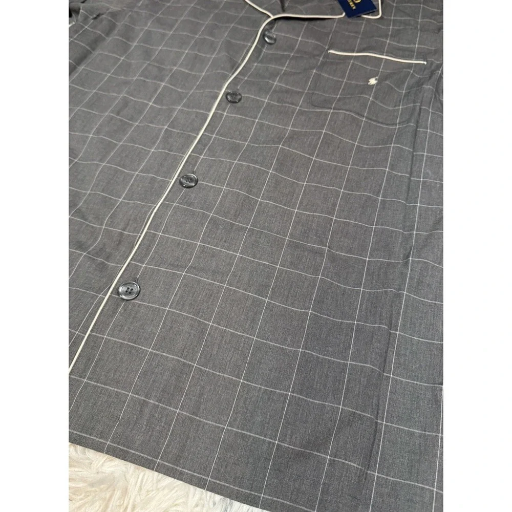 POLO RALPH LAUREN Plaid Pajama Sleep Shirt PJ Sleepwear Gray Men's XL *NEW* $55